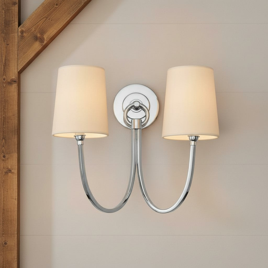 Kaevin Modern Elegant Linen Shade Double Wall Sconce