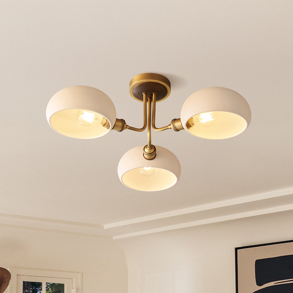 Theonis Farmhouse Brass Ceramic Ceiling Light