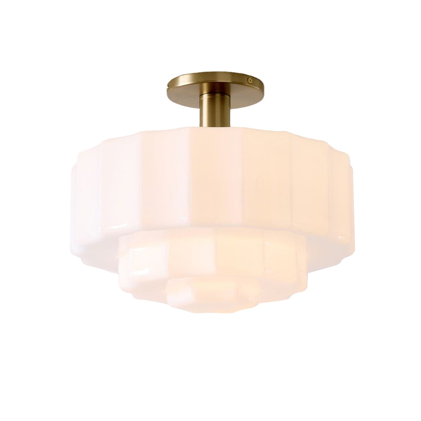 Saelis Modern Tiered Textured Milk Glass Flush Mount (14")