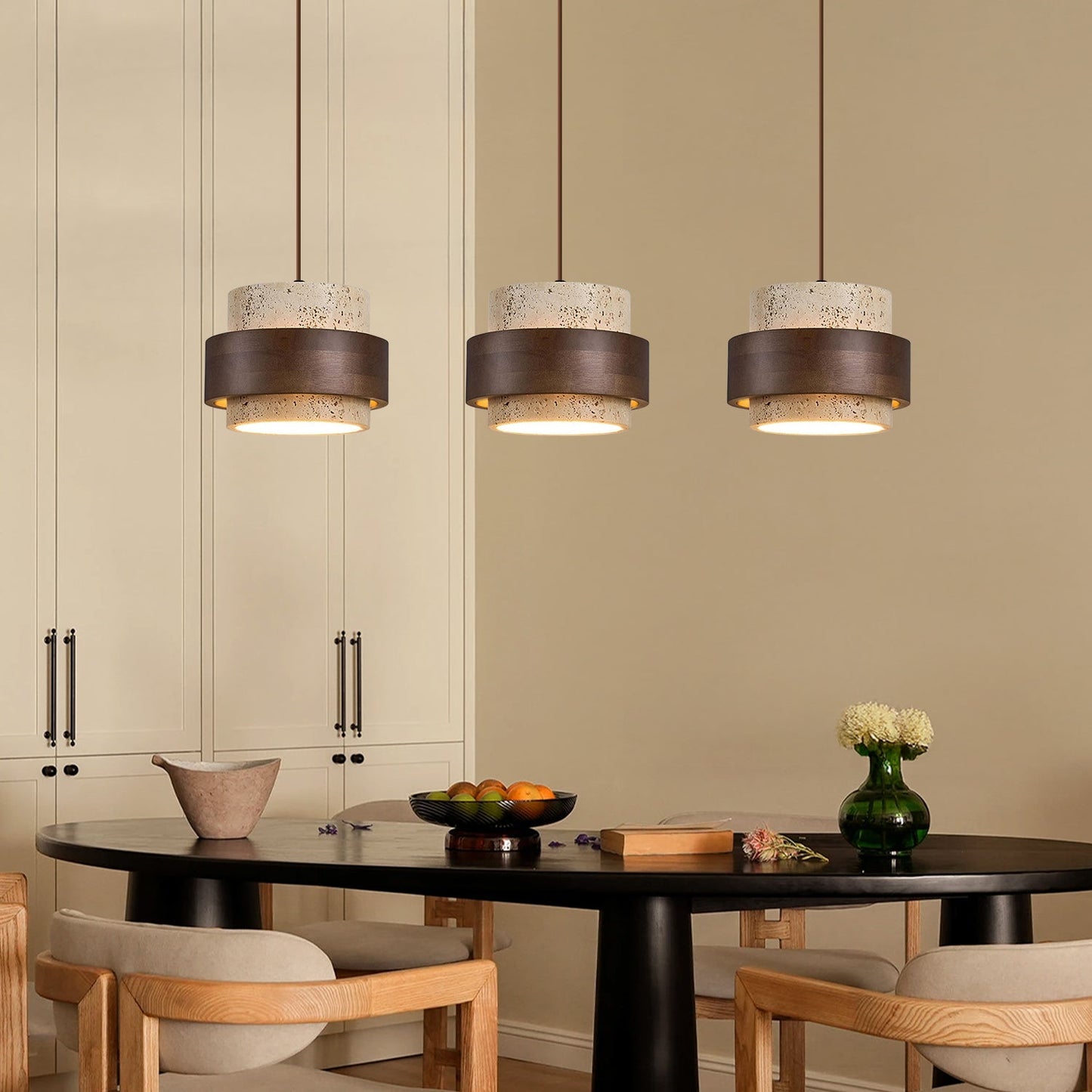 Alaricx Vintage Cylindrical Travertine Pendant Light
