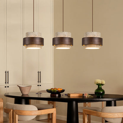 Alaricx Vintage Cylindrical Travertine Pendant Light