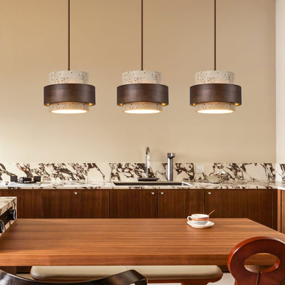 Alaricx Vintage Cylindrical Travertine Pendant Light