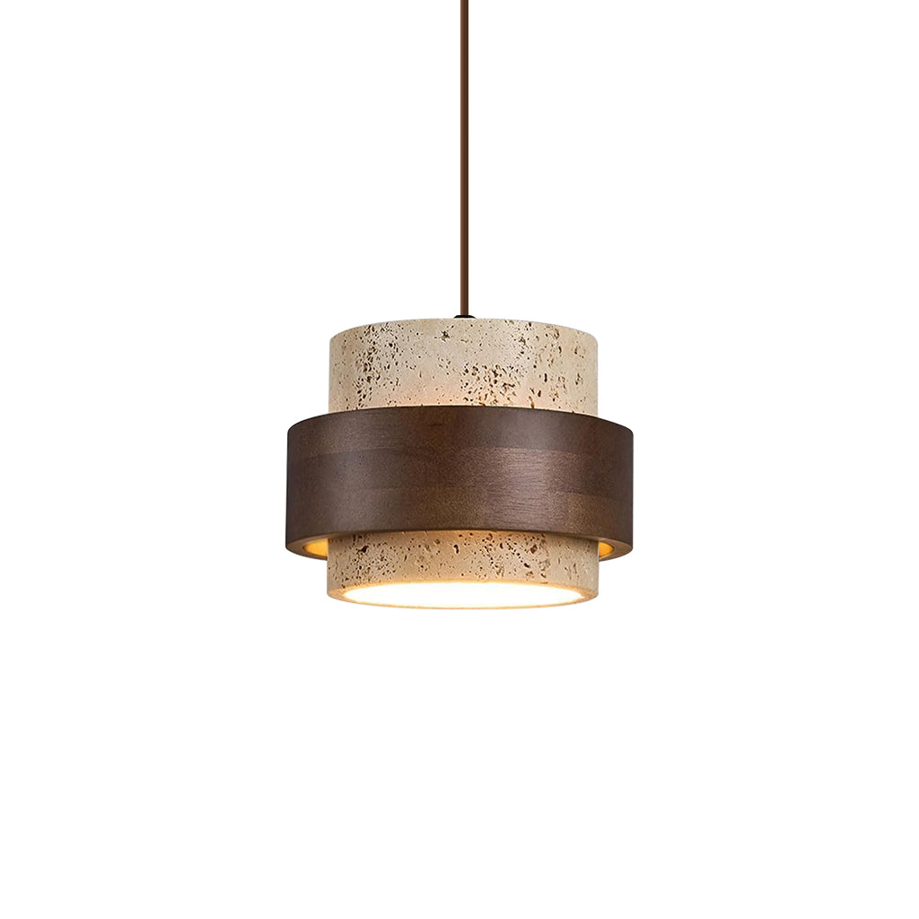 Alaricx Vintage Cylindrical Travertine Pendant Light