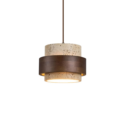 Alaricx Vintage Cylindrical Travertine Pendant Light