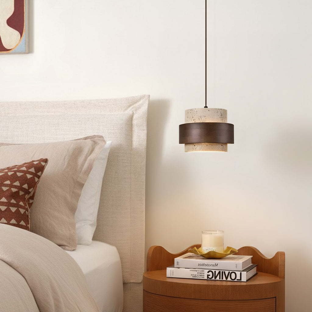 Alaricx Vintage Cylindrical Travertine Pendant Light