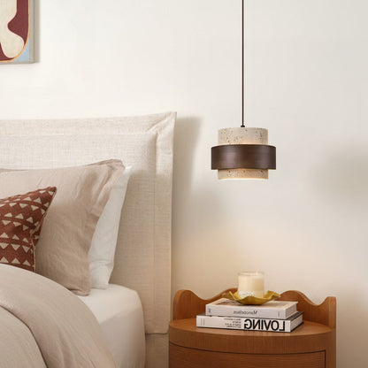 Alaricx Vintage Cylindrical Travertine Pendant Light