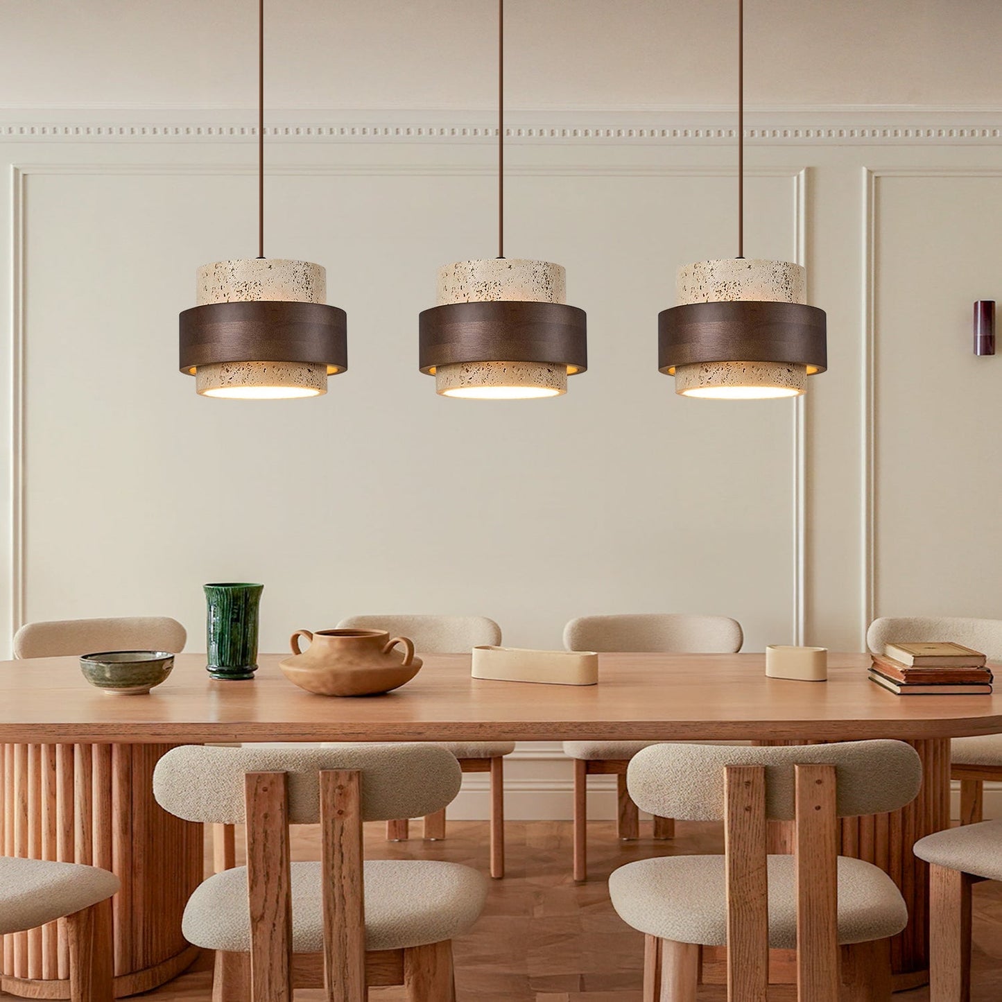 Alaricx Vintage Cylindrical Travertine Pendant Light